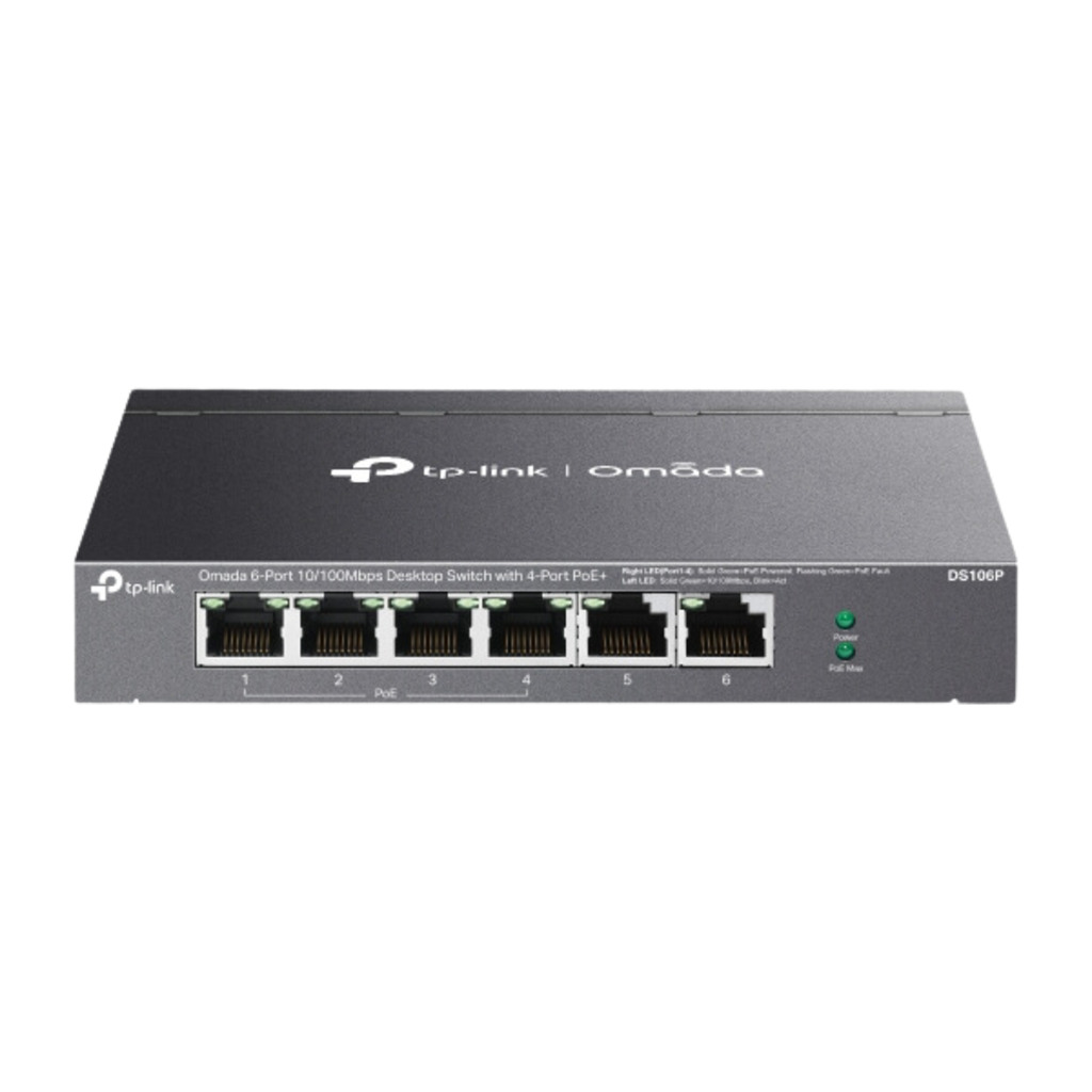 Omada 6-Port 10/100 Mbps Desktop Switch with 4-Port PoE+ PORT: 4× 10/100 Mbps PoE+ Ports