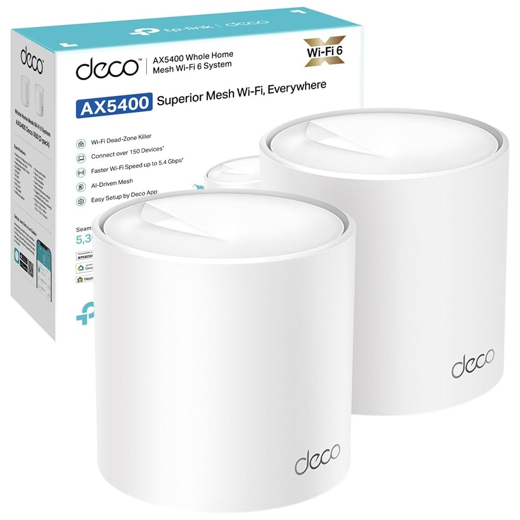 TP-Link Deco X60 2-pack AX5400 Cjelodomski Mesh WiFi 6 Sistem - 5400 Mbps, 4 Antene, Qualcomm CPU