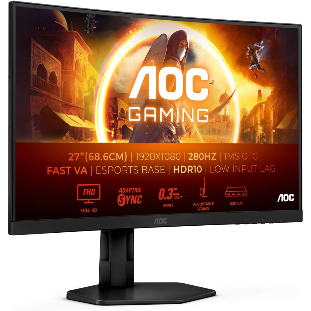 AOC Gaming Monitor C27G4ZXU - 27" Full HD, 280Hz, 1ms, Full Ergo FreeSync Premium