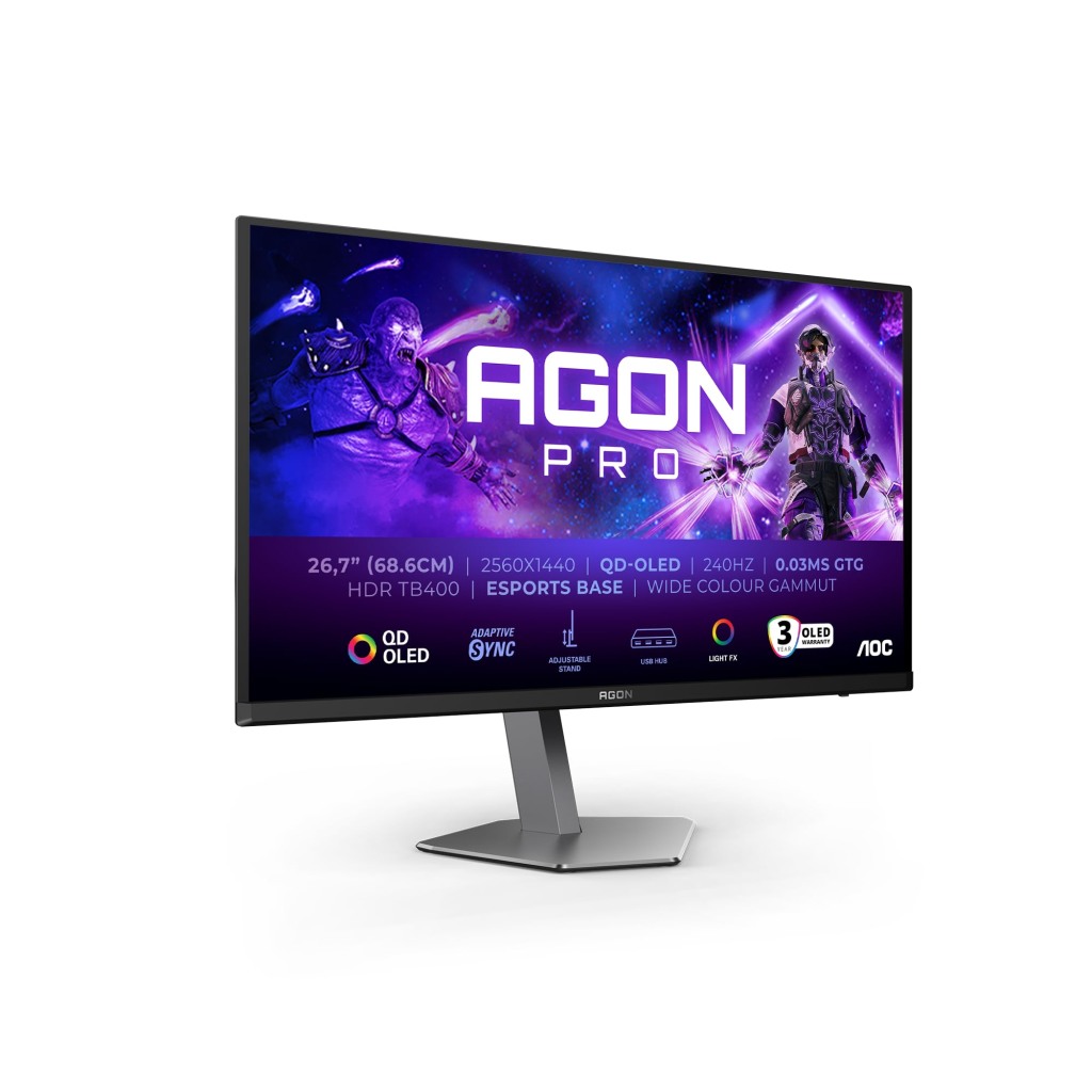 AOC Monitor LED AGON PRO AG276QZD2 26.7" 2560x1440 QD-OLED 240Hz 0.03ms - Image 4