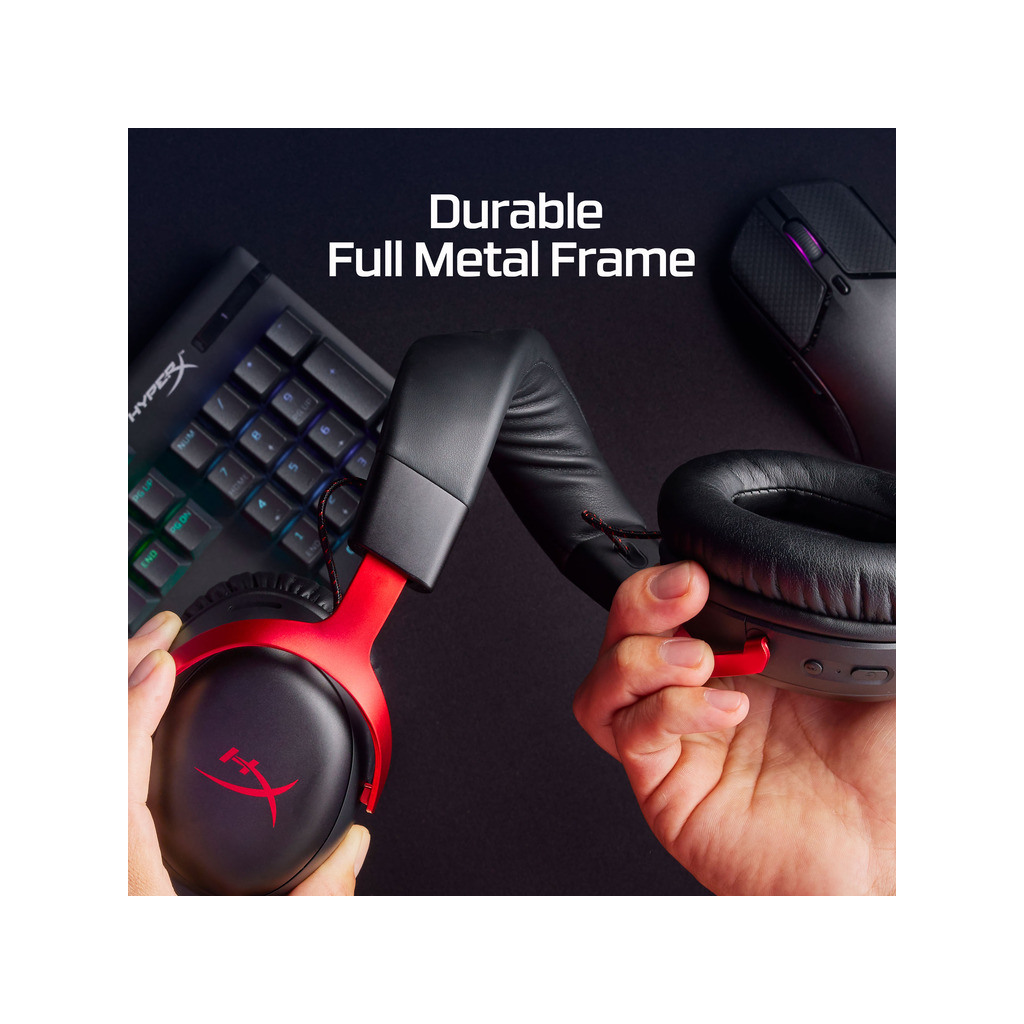 HyperX Cloud III Bežične Gaming Slušalice (Black-Red) - Bežične, 53mm Drajveri, 7.1 Virtuelni Surround Zvuk - Image 4