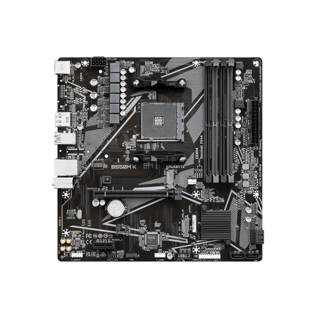 Gigabyte MB [B550M K];AM4; 4xDDR4; 2xM.2; 4xSATA;8xusB; DP; HDMI; PS2; mATX - Image 2