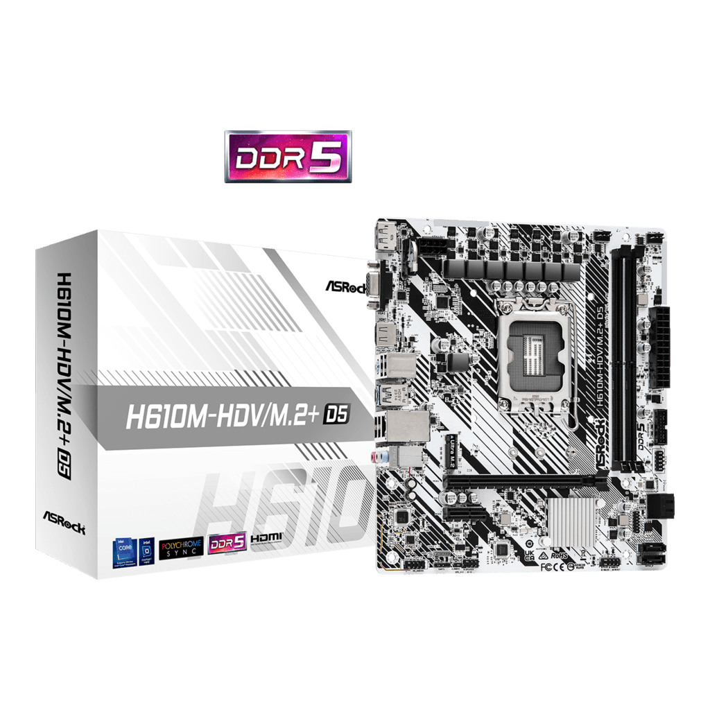 ASROCK MB H610M-HDV/M.2+ D5Intel H610;2xDDR5;VGA,HDMI,DPmicro ATX