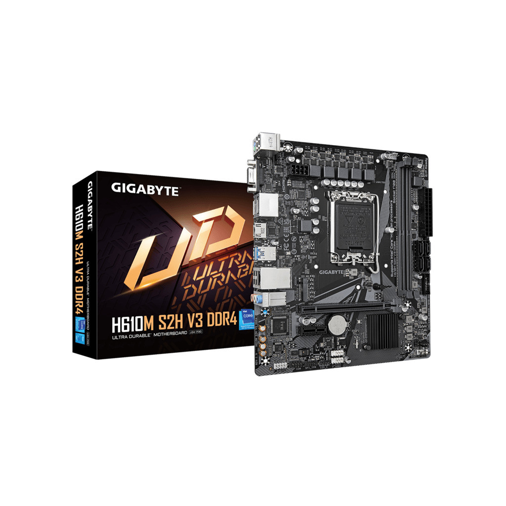 Gigabyte H610M S2H V3 DDR4LGA1700; 2xDDR4; M.2; 4xSATA6xUSB; HDMI, 2xDP, DVI, VGA