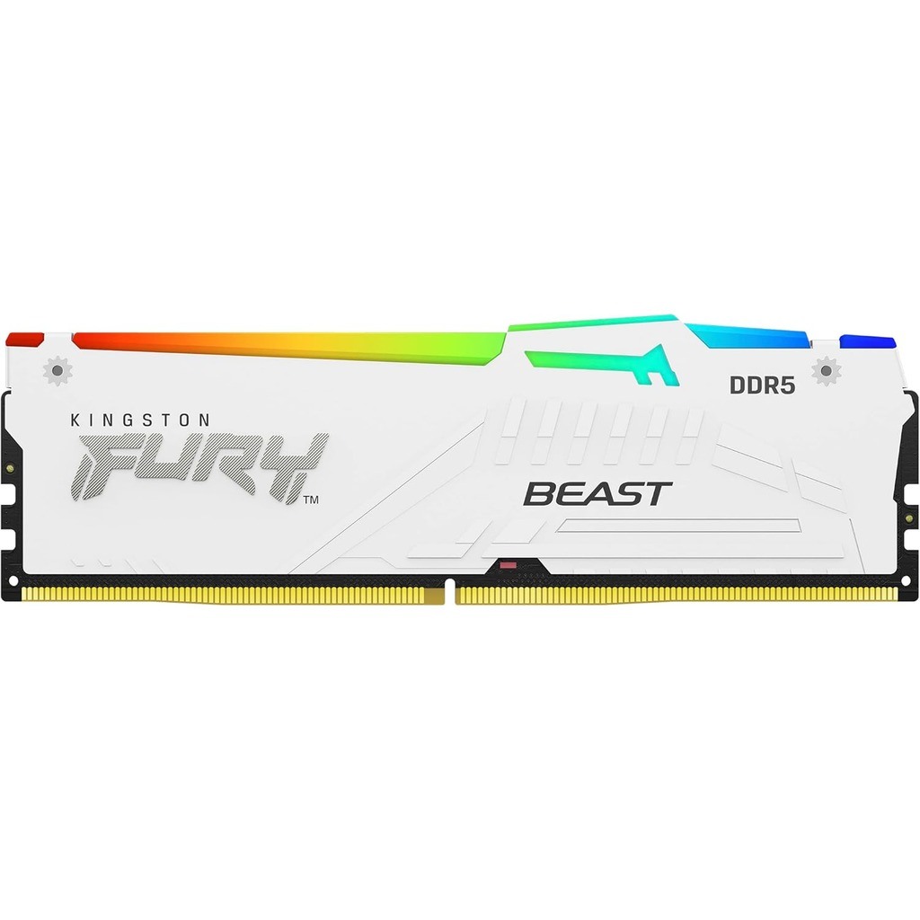 Kingston 16GB 6000MHz DDR5WRGBWhite RGB,Fury Beast (1x16GB),CL30, XMP,1RX8, 288-pin 16Gbit