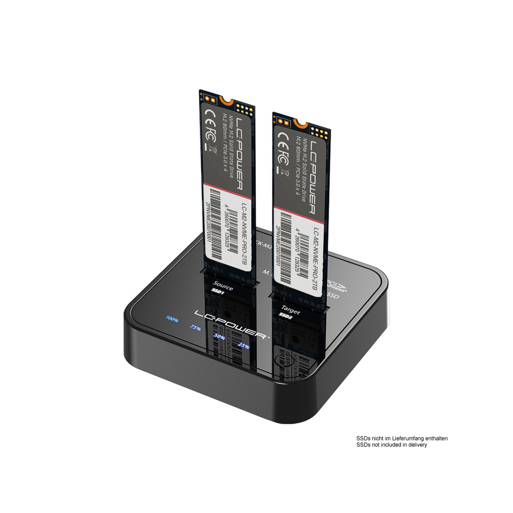 LC-Power Docking station NVMEM.2 SSD, USB-C port, 2x SSD-a,Transfer rate do 10 Gb/s - Image 3