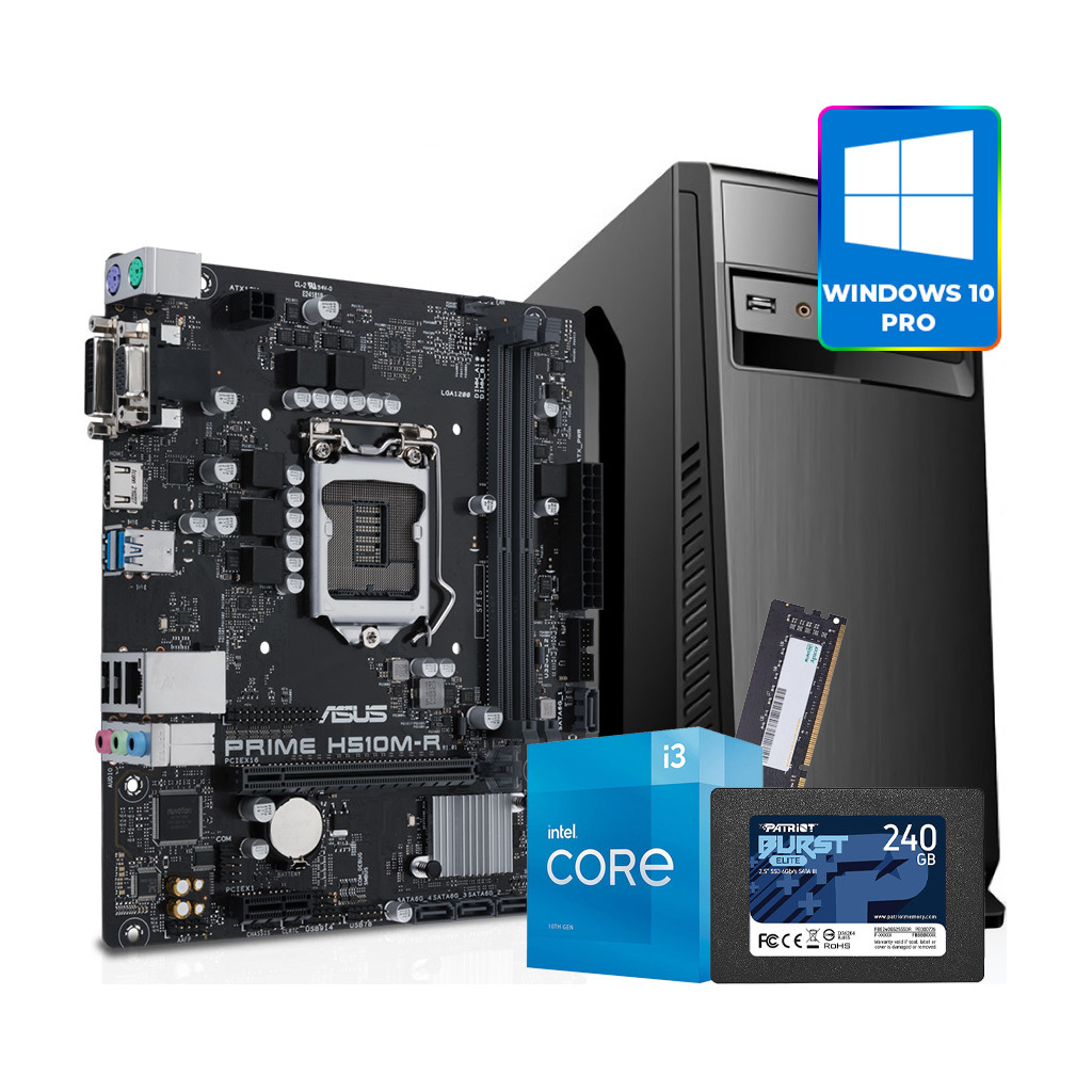 GNC OFFICE WIN 10 PRO i3-10105 3.70GHz, MB H510M, RAM  8GB DDR4, SSD 2,5 240GB , Kućište sa napajanjem 500W, 2Y