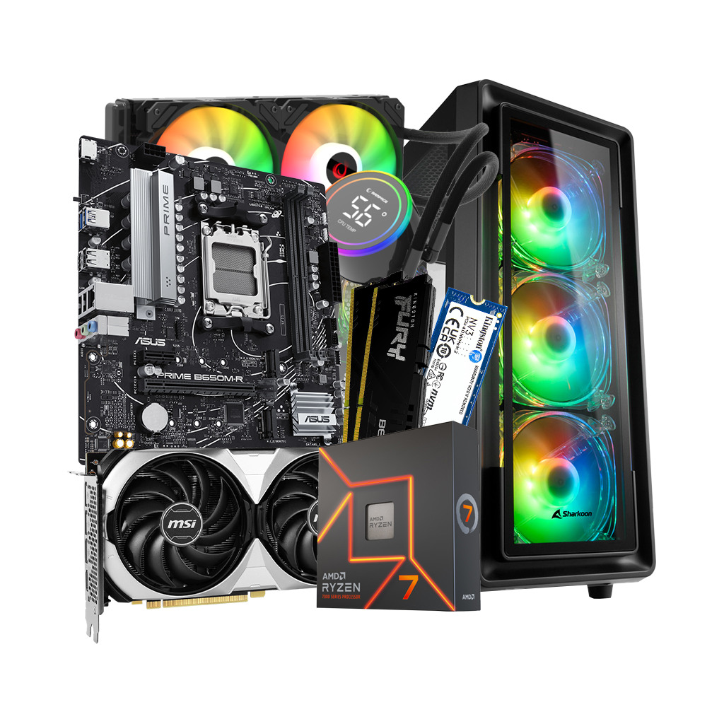 GNC GAMER CYBORG, B650, Ryzen 7 7700X 4,5GHz, RTX 4070 12GB, 32GB DDR5, 1TB NVMe SSD, 700W PSU, kućište Sharkoon gaming