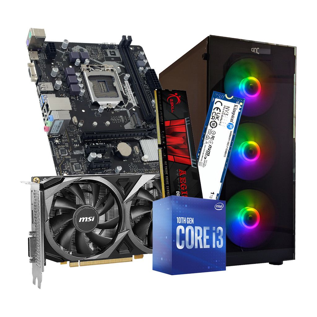 GNC GAMER HYDRA i3-10300 3.70GHz, MB H510MHP, RAM 16GB, 1TB NVMe SSD, RTX 3050 VENTUS 2X XS 8G OC, PSU 500W, GAMING ND-570