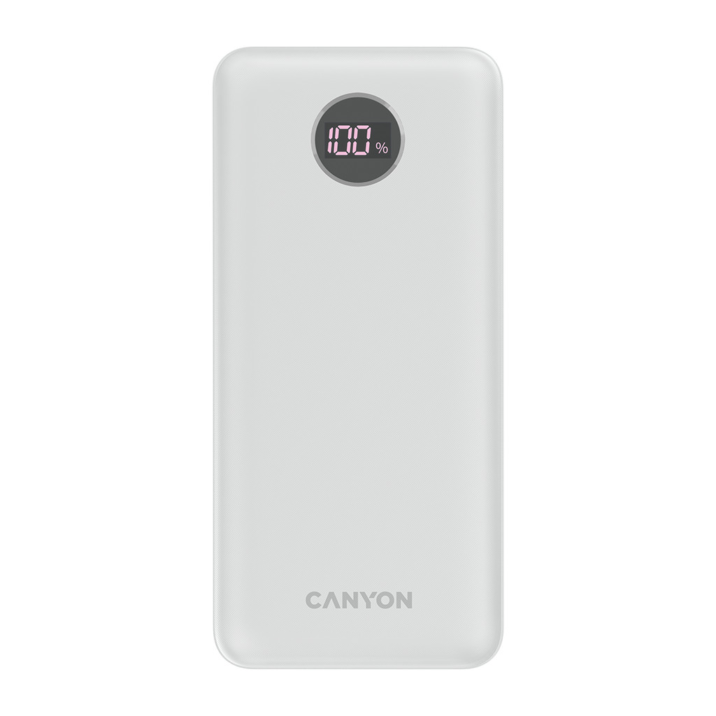 CANYON Prenosna Baterija PB-2002 LED - 20000mAh, 20W Brzo Punjenje, Bijela