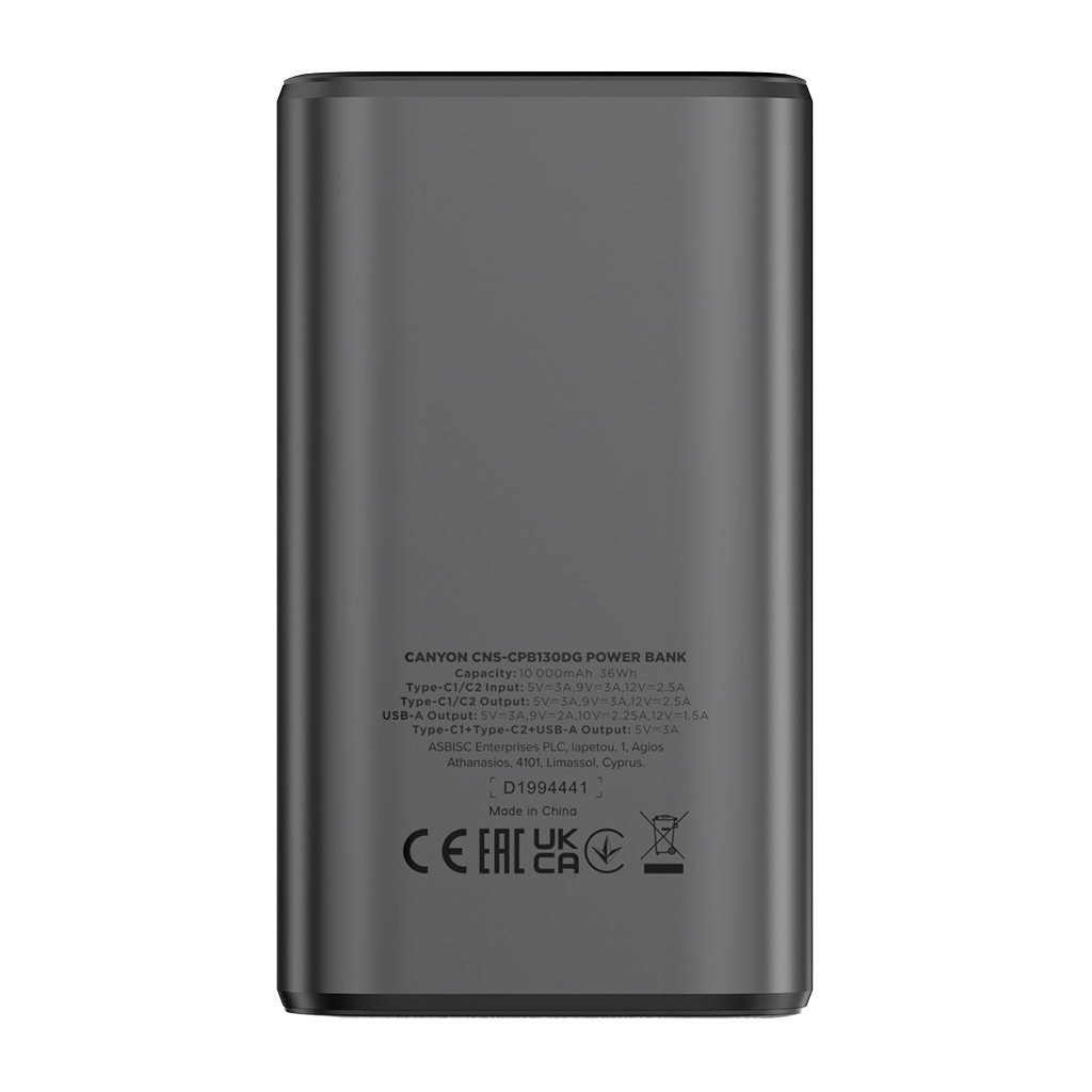 CANYON Prijenosna Baterija OnPower 130 - 10000mAh, TFT Ekran, 30W Punjenje - Image 3