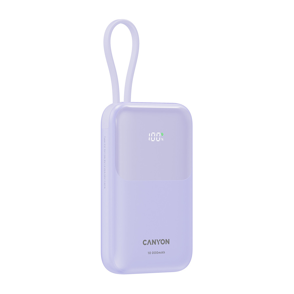 CANYON Prenosna Baterija OnPower 101 - 10000mAh, 22.5W, Ljubičasta - Image 3