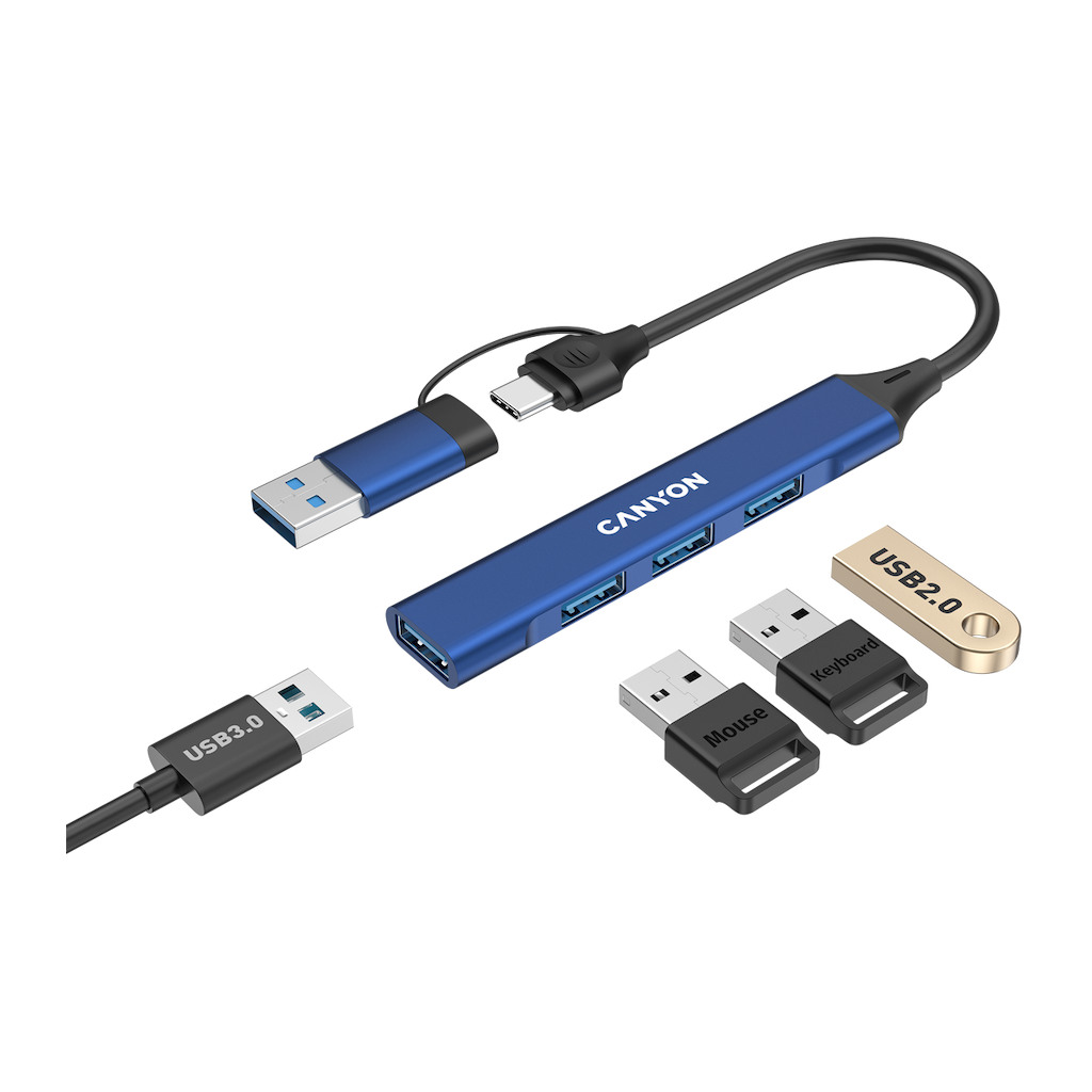 CANYON hub DS-02 4in1 USB-A/C Blue - Image 4