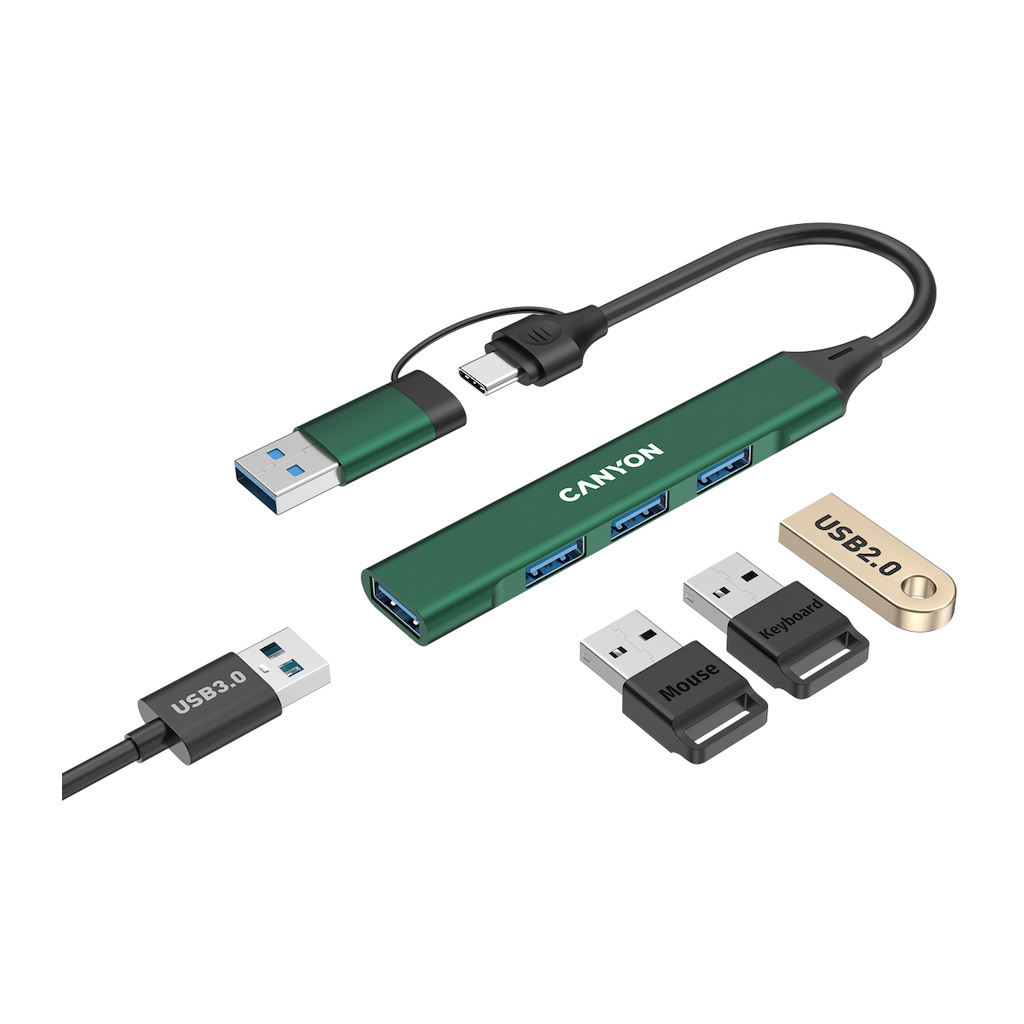 CANYON hub DS-02 4in1 USB-A/C Green - Image 4