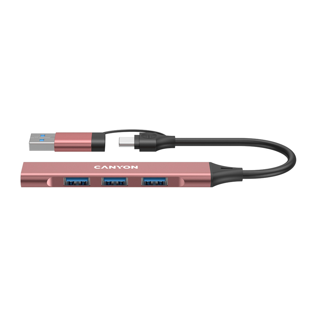 CANYON hub DS-02 4in1 USB-A/C Pink