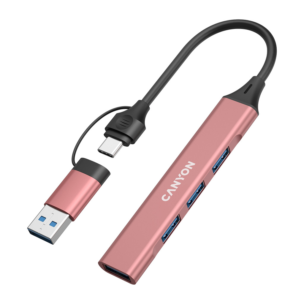 CANYON hub DS-02 4in1 USB-A/C Pink - Image 2