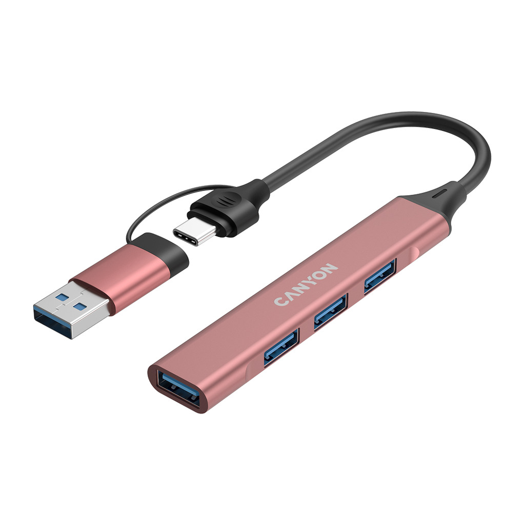 CANYON hub DS-02 4in1 USB-A/C Pink - Image 3