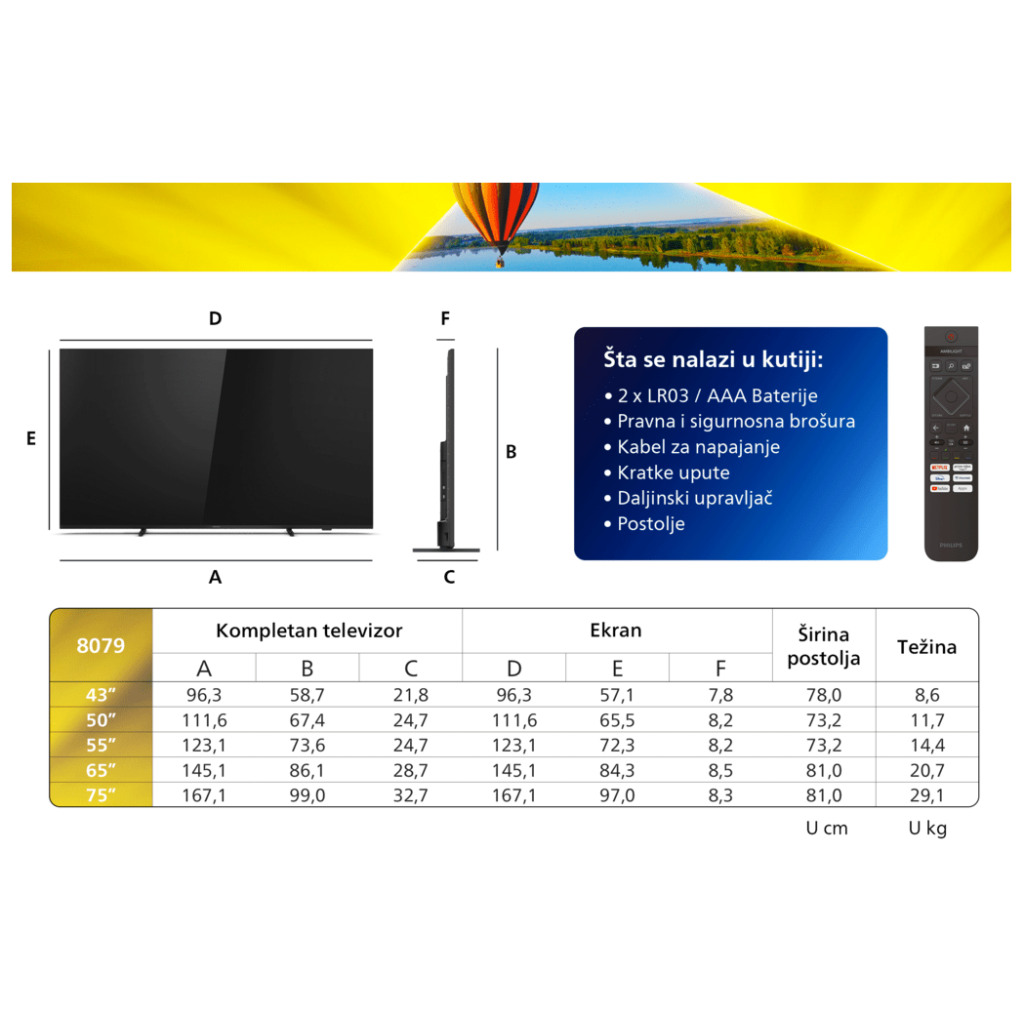 Philips 50"PUS8079 4K Titan OSAmbilight s 3 strane; HDMI 2.1Pixel Precise Ultra HD; Dolby Atmos - Image 7