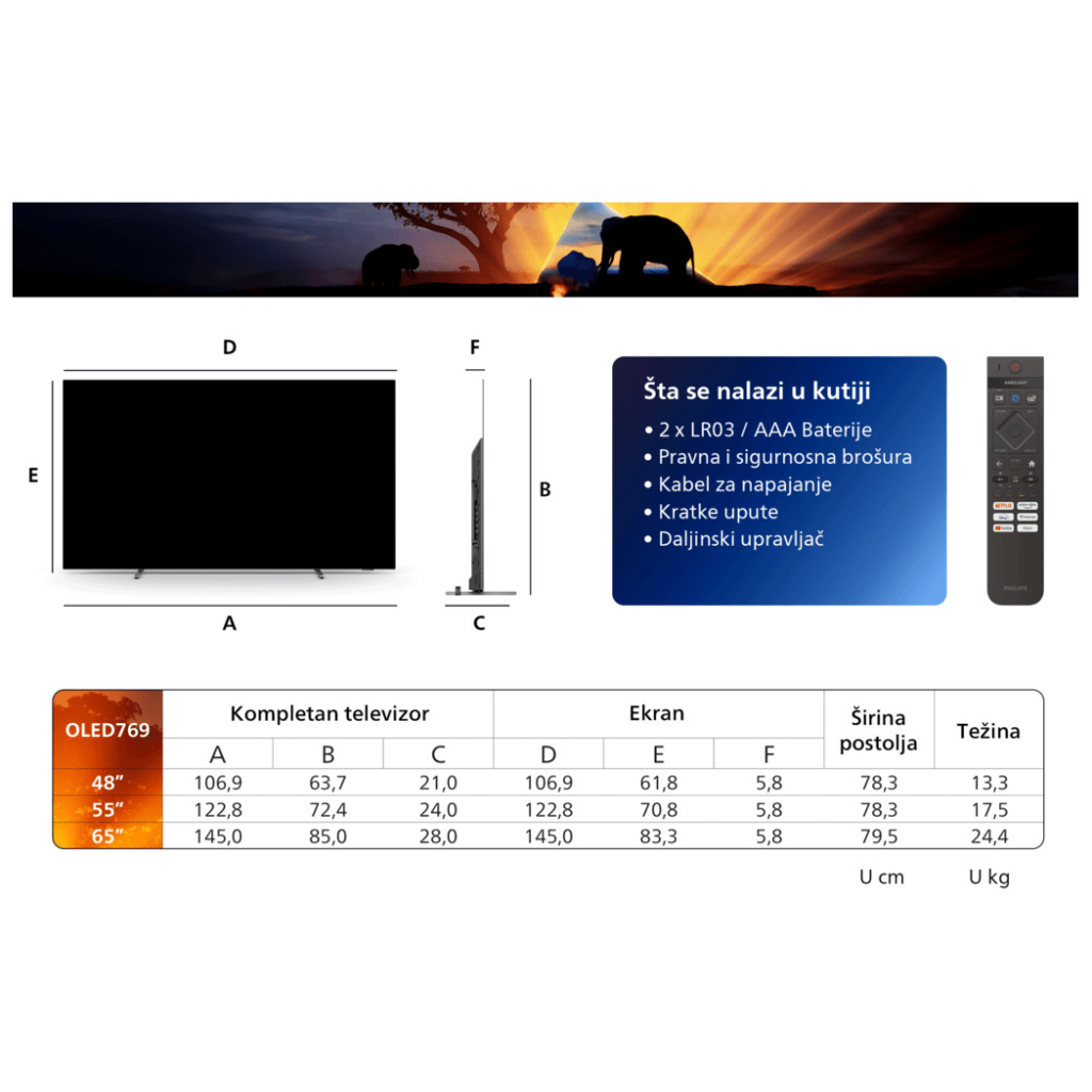 Philips 65''OLED769 4K TitanAmbilight s 3 strane; 2.1 HDMI; P5 AI perfect; panel 120 HZ - Image 6