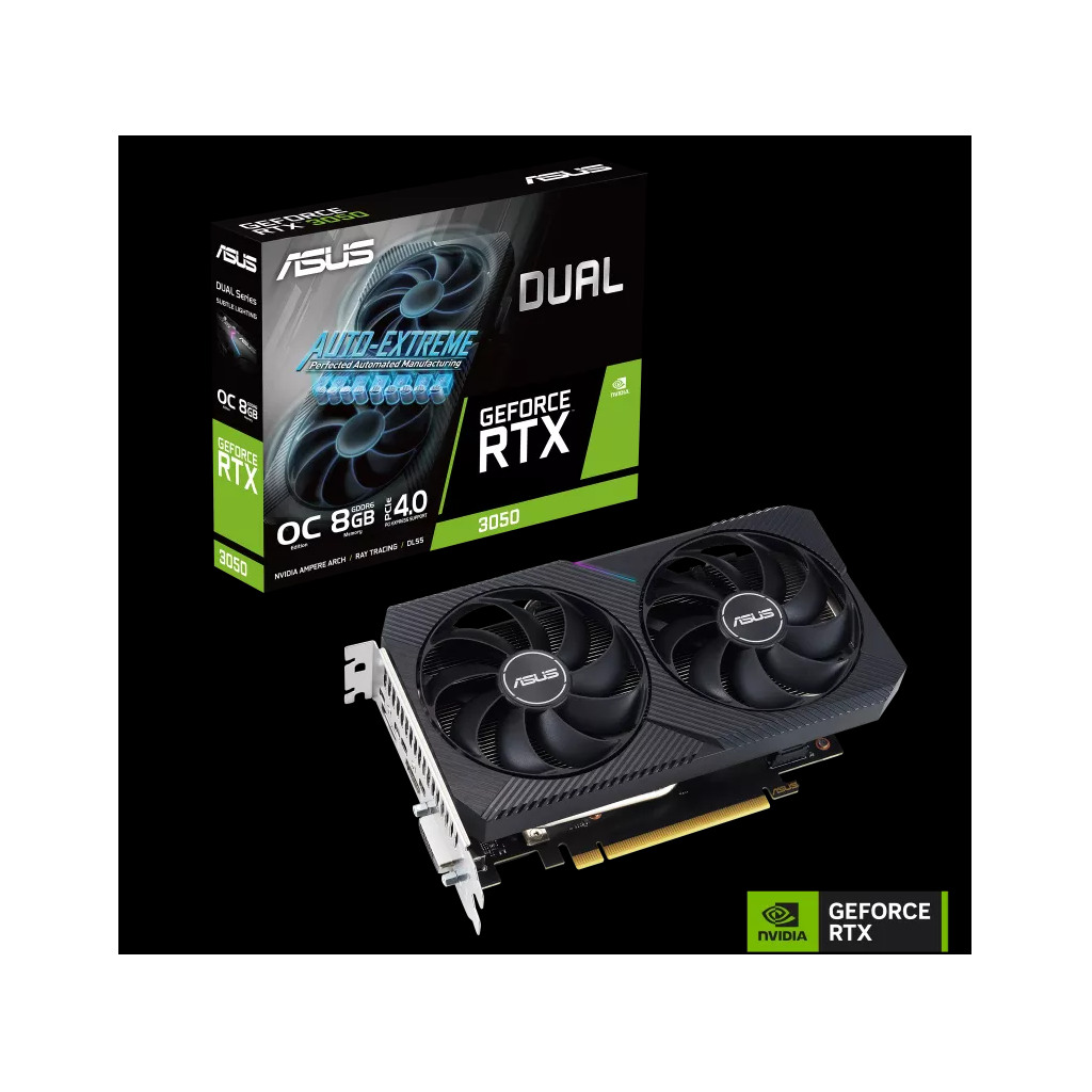 ASUS VGA DUAL-RTX3050-O8G-V2NVIDIA GeForce RTX 30508GB GDDR6 128bit;DVI,HDMI,DP