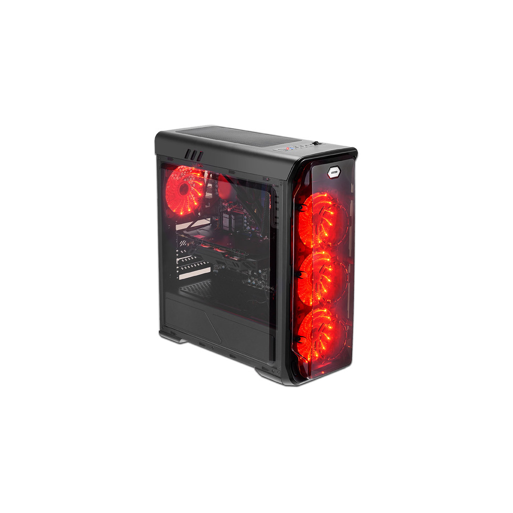 LC-Power Case LC-988B-ONRed Typhoon, Midi-ATX Case,Black, HD Audio, 4x120mm red fan