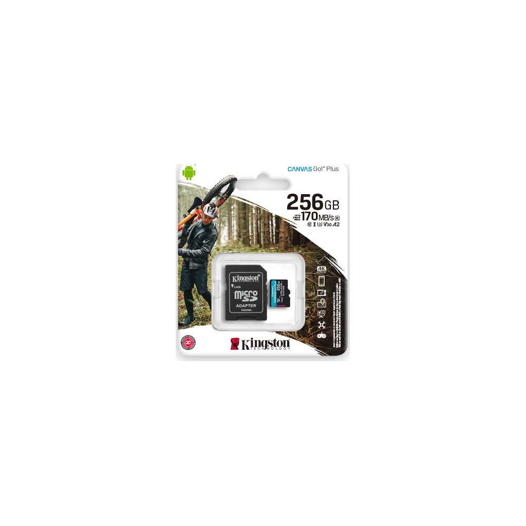 Kingston microSD 256GBCanvasGoPlusr/w:170MB/s/90MB/s,with adapter - Image 2