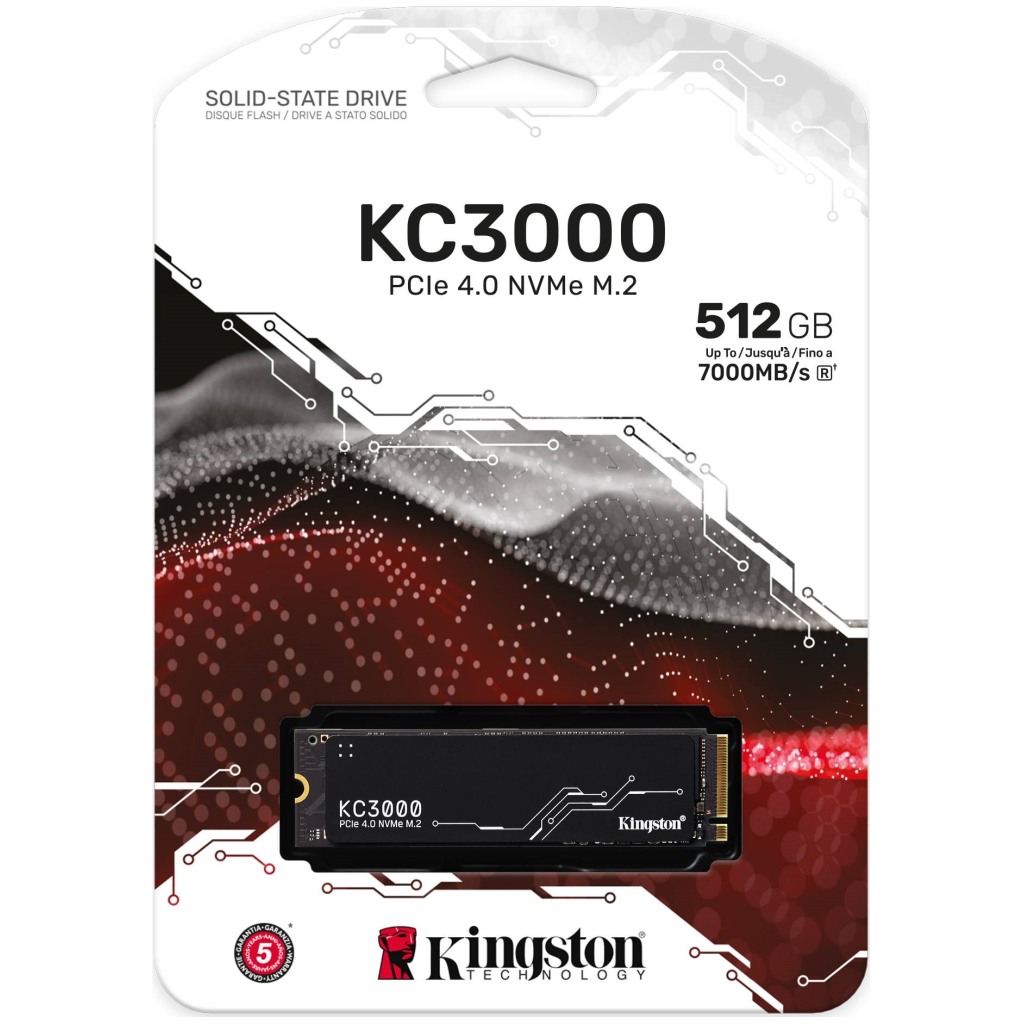 Kingston SSD 512GB KC3000M.2, NVMe PCIe Gen 4.0R/W : 7000/3900MB/s