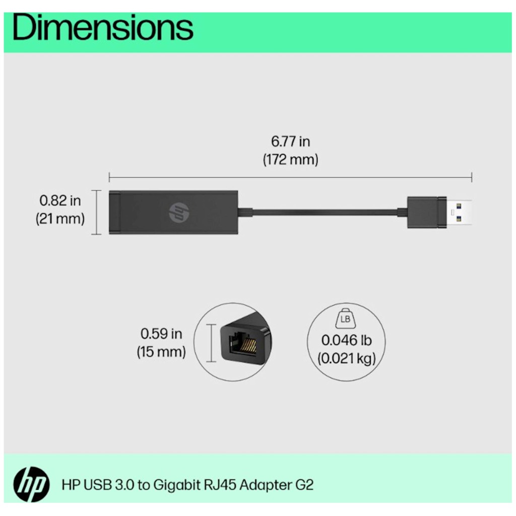 Adapter HP USB-A 3.0 na RJ-45 G2 - Image 2