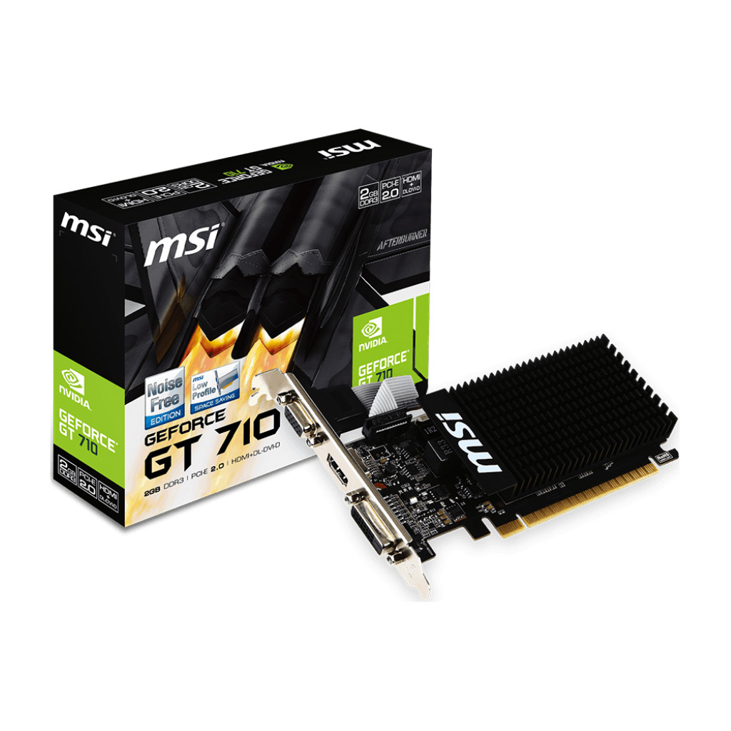 MSI Video Card NVidia GeForce GT 710 2048MB DDR3 64-bit 12.8 GB/s 1600 Mbps Effective