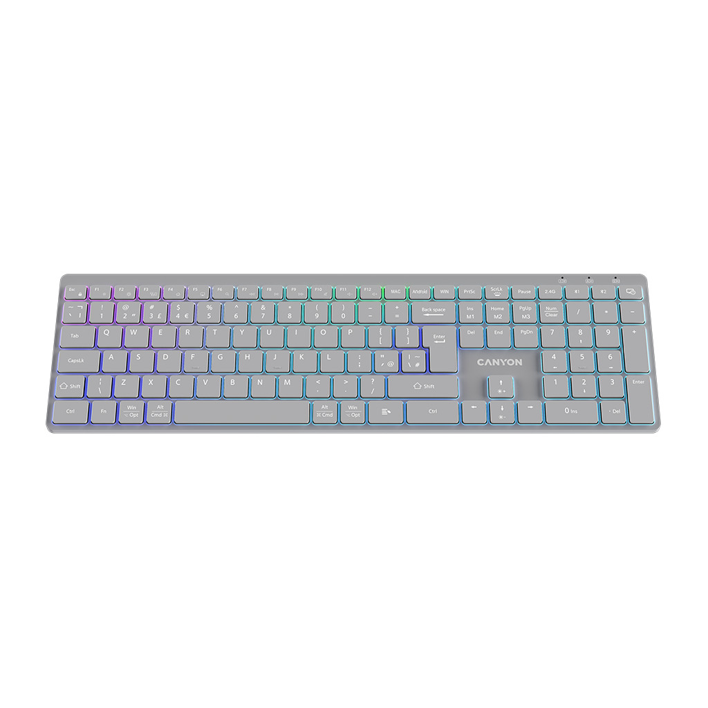 CANYON keyboard HKB-W11 UK/US RGB Dual Mode Wireless Grey - Image 2