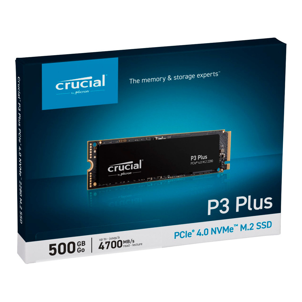 Crucial SSD P3 Plus 500GB NVMe4700/1900 MB/sPCIe Gen 4 x4